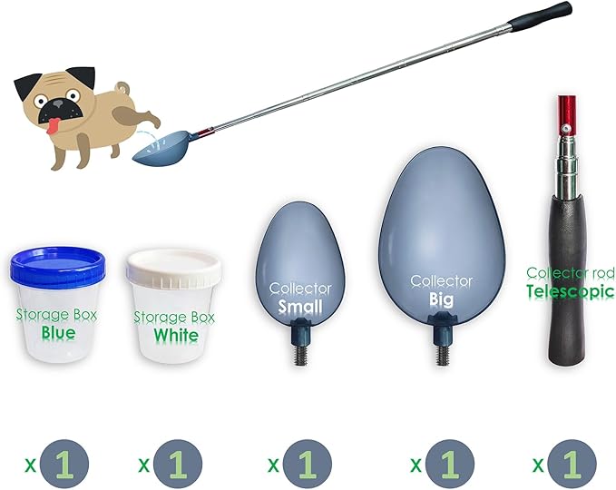 Telescopic Urine Collector, Reusable Dog Urine Sample Catcher, Cat Pee Stick for Veterinary Supplies. with 2 Spoons and 2 Collection Cups