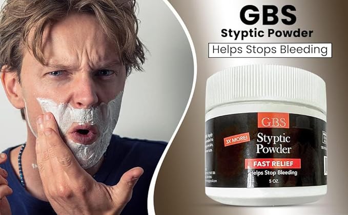 G.B.S Styptic Powder with Sealed Top + Scoop Stop Bleeding, First Aid Useful for Minor Cuts, Nosebleeds, Camping Safety Survival Kit (5oz) (3)