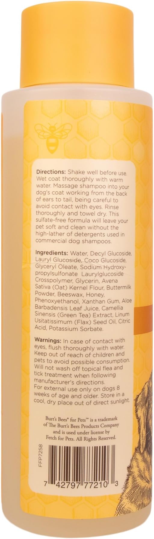 Burt's Bees for Pets Oatmeal Dog Shampoo - With Colloidal Oat Flour & Honey - Moisturizing & Nourishing, Cruelty Free, Formulated without Sulfates and Parabens, Made in USA, 16 Oz - 6 Pack