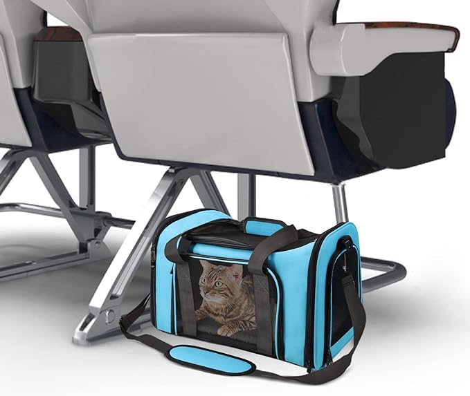 Henkelion Large Cat Carriers Dog Carrier Pet Carrier for Large Cats Dogs Puppies up to 25Lbs, Big Dog Carrier Soft Sided, Collapsible Travel Puppy Carrier - Large - Blue