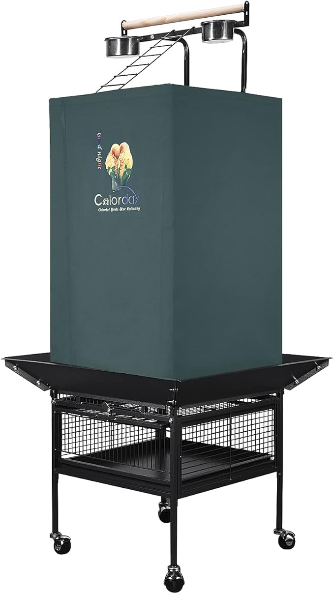 Good Night Bird Cage Cover for Large Bird Cage with Play Top (Patent Pending), Green 61"