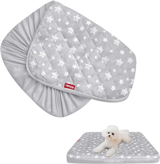Dog Bed Covers Replacement Washable Pet Hair Easy to Remove, Waterproof Dog Bed Covers Noiseless Quilted, Pet Bed Cover Lovely Grey Star Print, Puppy Bed Cover 15x20 Inches, for Dog/ Cat, Cover Only