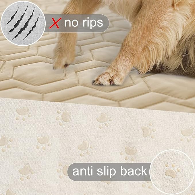 Waterproof and Non-Slip Dog Bed Cover and Pet Blanket Sofa Pet Bed Mat ，car Incontinence Mattress Protectors Furniture Couch Cover for Most Cats Dogs,Pets<82x102-Beige>