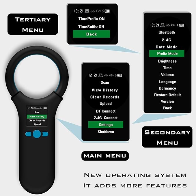 Smoostart Multifunction Bluetooth Microchip Scanner, Pet Microchip Reader with Latest operating system, FDX-B/EMID 500 Records Data history locally available Or Upload to PC/Cell Phone/PAD