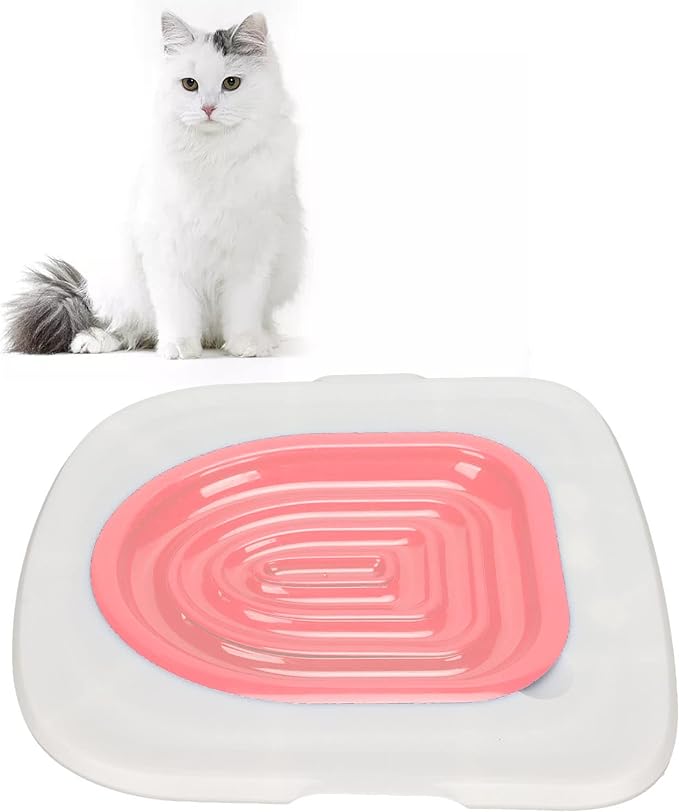 Cat Toilet Training Kit, Reusable Plastic Sand Box Removable Cat Kitty Toilet Trainer Urinal for Round and Elongated Toilet Size, Cat Toilet Cleaning Pet Supply (White Tray, 1