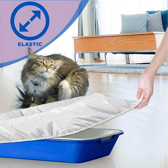 Alfapet Kitty Cat Pan Disposable, Elastic Sifting Liners- 15-Pack + 3 Solid Transfer Liner -For Large, X-Large, Giant, Extra-Giant Size Litter Boxes- With Easy Fit Sta-Put Technology (15 Count)