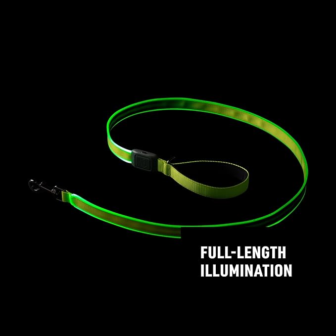 Nite Ize NiteDog Rechargeable LED Leash - Rechargeable LED Light Dog Leash with Padded Handle - Dog Walking Accessories for Walking & Running - 5 Feet, Lime