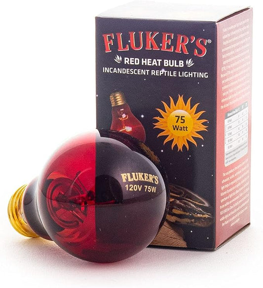 Fluker's Incandescent Red Heat Bulbs for Reptiles, 75 Watt