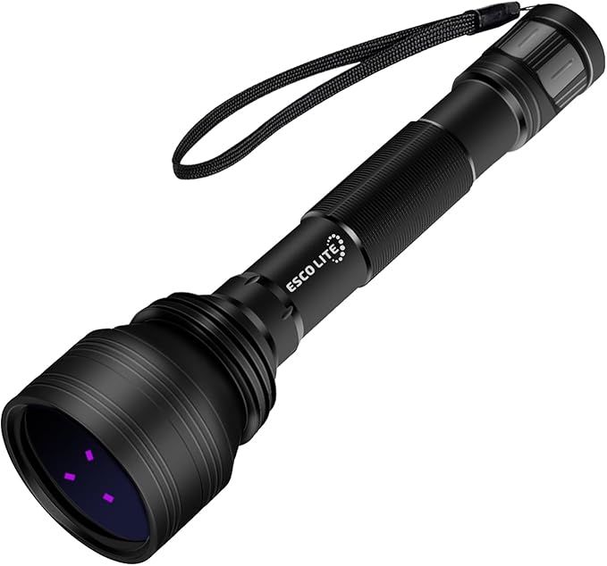 ESCOLITE 365nm Black Light UV Flashlight, 3-LED Ultraviolet Blacklight Flashlight Pet Urine Detector for Rock Hunting Resin Curing, Minerals, Scorpion and Pet Urine(Batteries and Charger are Included)