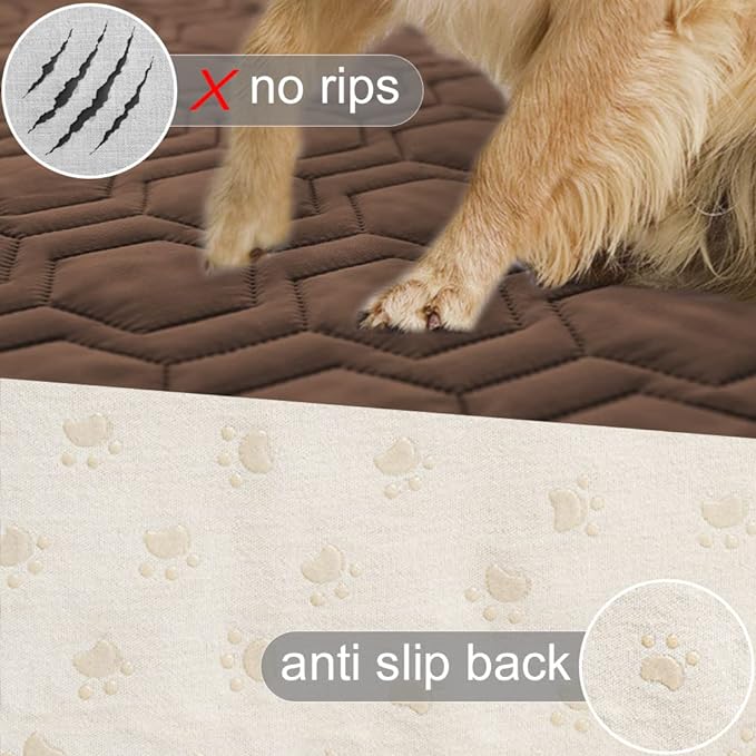 Waterproof and Anti-Slip Dog Bed Cover and Pet Blanket Sofa Pet Bed Mat ，car Incontinence Mattress Protectors Furniture Couch Cover for Most Cats Dogs, Pets<82x102-Chocolate>