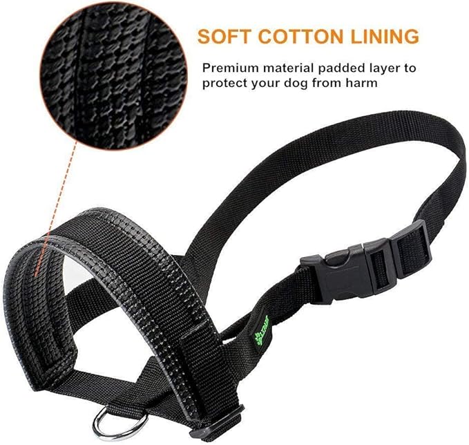 Dog Muzzle for Small, Medium, Large Dogs Prevent from Biting, Barking and Chewing, Adjustable Loop(S/Black)