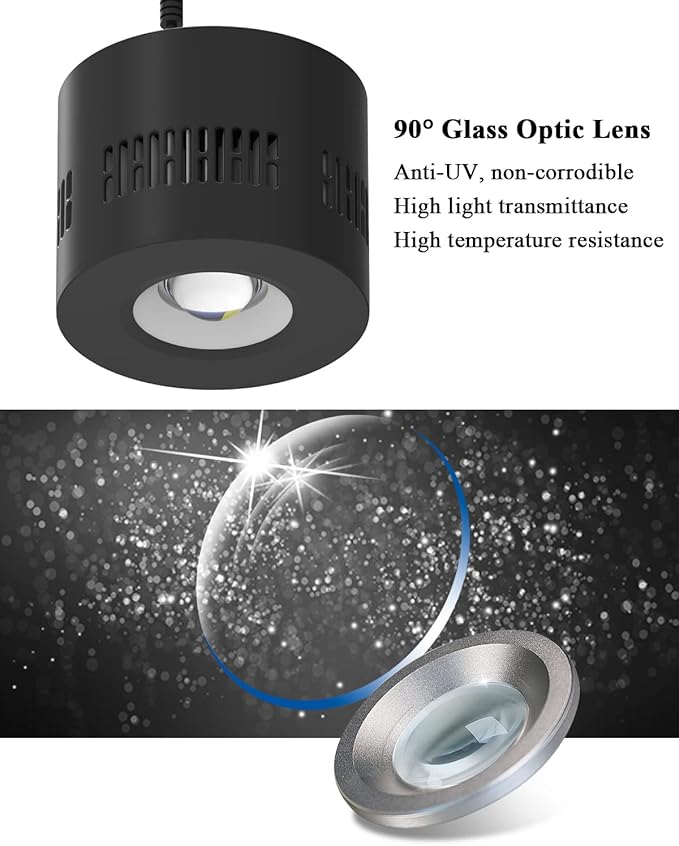 Lominie Aquarium LED Light 10 Gallon Fish Tank Light Timer Clip on Aquarium Light Full Spectrum 80W 6500k for Freshwater Refugium Cube Tank with Gooseneck