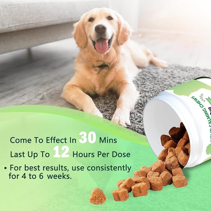 Hemp Dog Calming Chews Natural Ingredients Calming Chews for Dogs Anxiety Relief Aid with Separation, Barking and Sleeping, Promote Relaxation, Reduce Stress Bacon Flavor