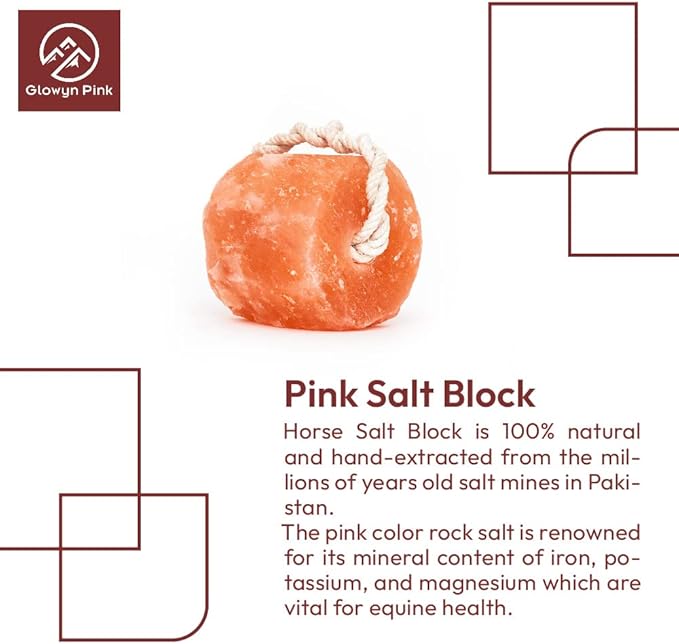 Himalayan Mineral Salt Block on Rope 4 lbs Each Block. (Pack of 6) - 100% Organic Pink Salt Block for Horses and Livestock. Deer Attractant with no Harmful Elements.