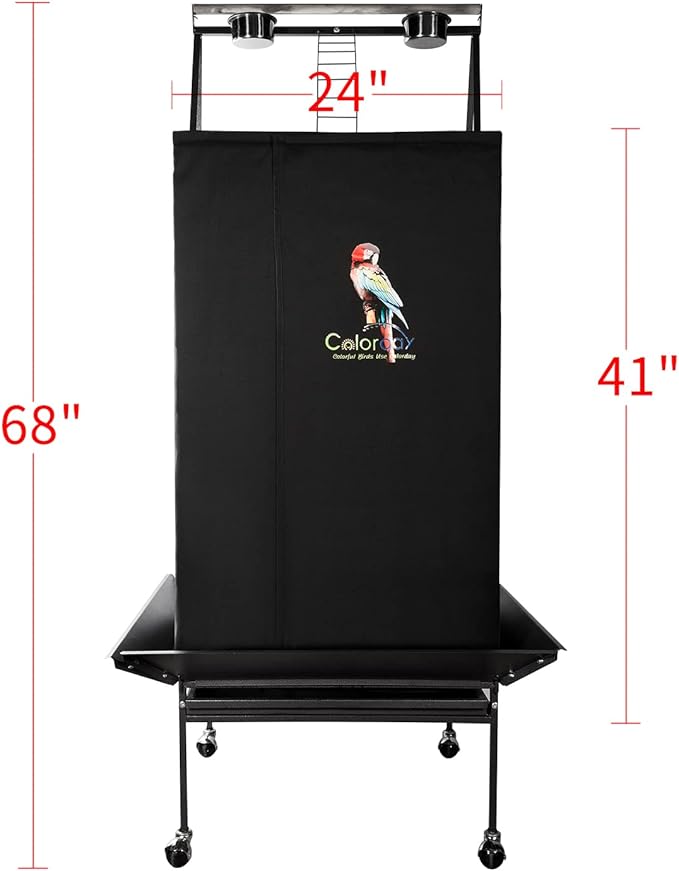 Good Night Bird Cage Cover for Large Bird Cage with Play Top (Patent Pending), Black 68"