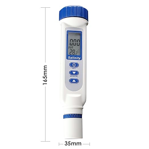 Digital Salinity & Temperature Meter with ATC, Handheld Pen Type Water Quality Measurement Monitor Tester, 0~70 PPT, for Saltwater, Hydroponics, Pool, Aquarium, Fish Pond, Spa, Monitoring & Testing