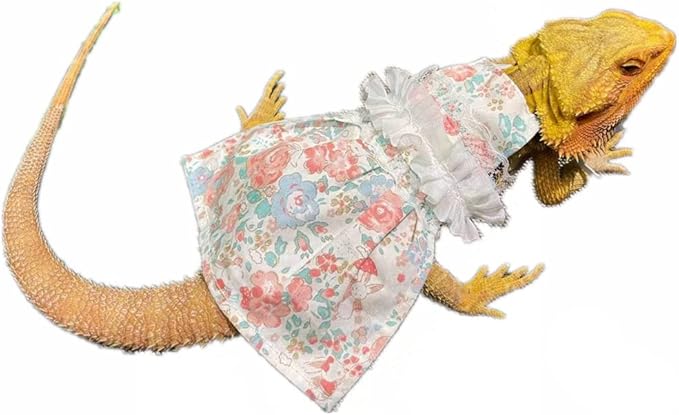 Lizard Dress for Bearded Dragon - Handmade Cotton Tutu Skirt with Lace Princess Sundress Halloween Costume Photo Cosplay Party for Reptile Lizard Bearded Dragon Crested Gecko Chameleon (M, Pink)