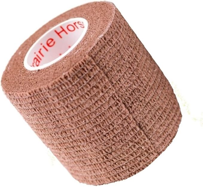 2 Inch Vet Wrap Tape Bulk (Brown) (Pack of 6) Self Adhesive Adherent Adhering Flex Bandage Grip Roll for Dog Cat Pet Horse