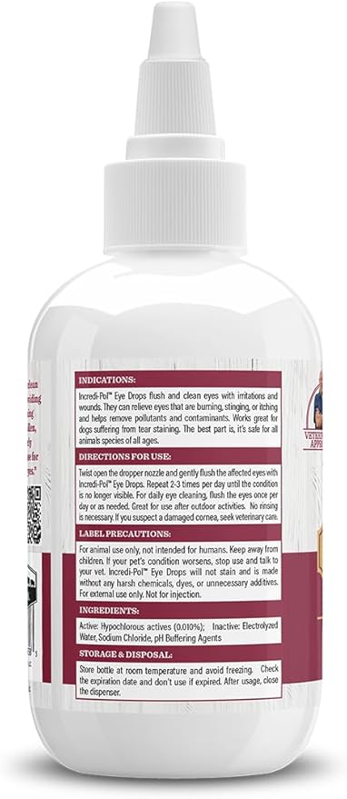 Dr. Pol Incredi-Pol Eye Drops for Dogs, Cats, and All Animals - Dog Eye Drops to Flush and Clean Away Eye Irritants - Gentle Care and Soothing Relief for Eye Discomfort - 3 Fluid Ounces