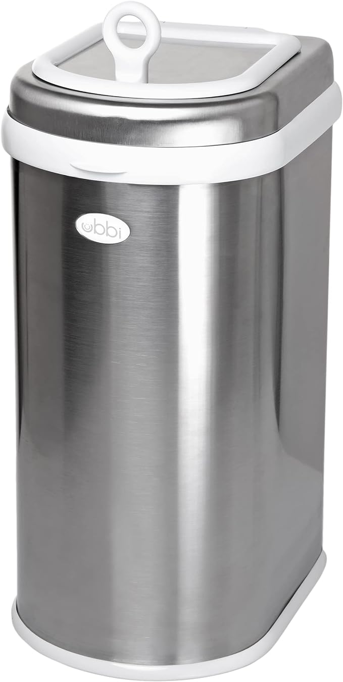 Ubbi Pet Waste Pail, Cat Litter Disposal System, Odor Locking, Chrome