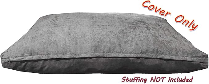 Dogbed4less 55X37X4 Inches XXL Size : Suede fabric External Replacement Cover in Gray Color with zipper liner for Dog Pet Bed Pillow or pad - Replacement cover only