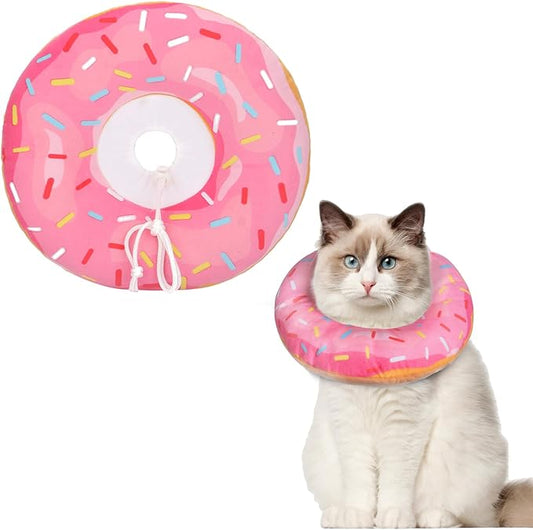 Cat Cone Collar Soft, Cat Recovery Collar for Wound Healing Cute Cat Donut Adjustable Cat Cones to Stop Licking Comfortable Lightweight Neck Elizabethan Collars for Cats Kittens After Surgery