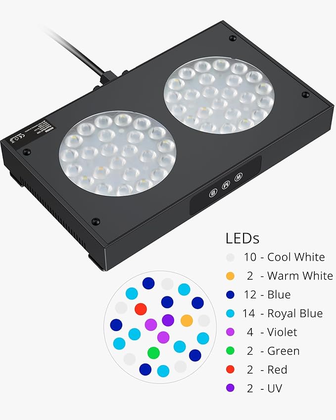 NICREW 100 Watts Aquarium LED Reef Light, Dimmable Full Spectrum Marine LED for Saltwater Coral Fish Tanks