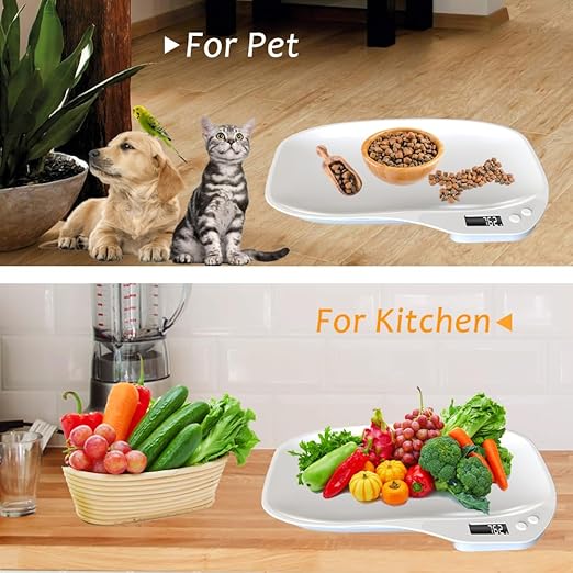 Small Animal Digital Scale, Mini Pet Scale with LCD Display, Puppy Scale, Electronic Kitchen Food Scale, (Max 33lbs),14 x 10 inches, for Weighing Kitten, Puppies, Hamster, Newborn Pets (White)