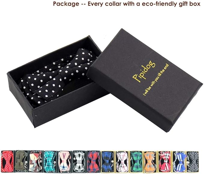 Cat Collar with Bell and Bow Tie, Breakaway Clasp Cute Dots Kitty Kitten Collar(6.8-10.8in)（Black Dots）