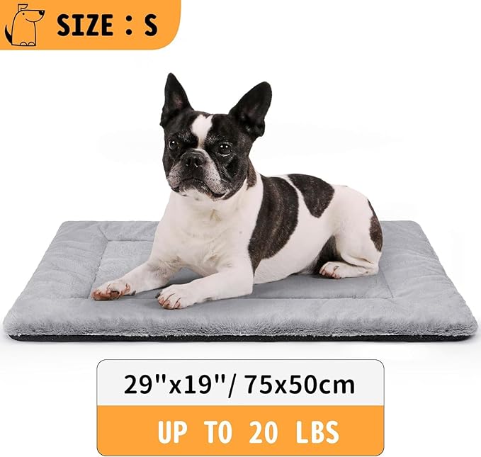 Dog Bed, Dog Crate Mat Washable, Ultra Soft & Anti-Slip M Dog Bed Fit Dog Crates & Kennels, Suitable for Dogs Up to 35 lbs, 30" x 20", Grey