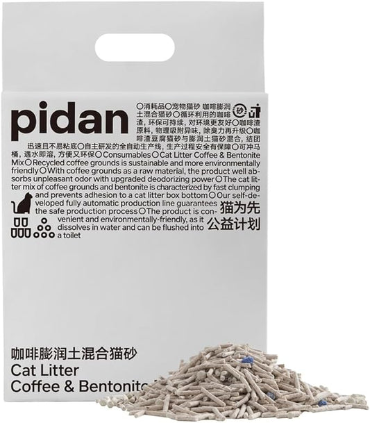 pidan Tofu Cat Litter with Recycled Coffee Grounds,Clumping,Flushable,Ultra Absorbent and Fast Drying, 100% Natural Ingredients Litter,Really Dust-Free,Less Scattering (5.3lb×1bag)