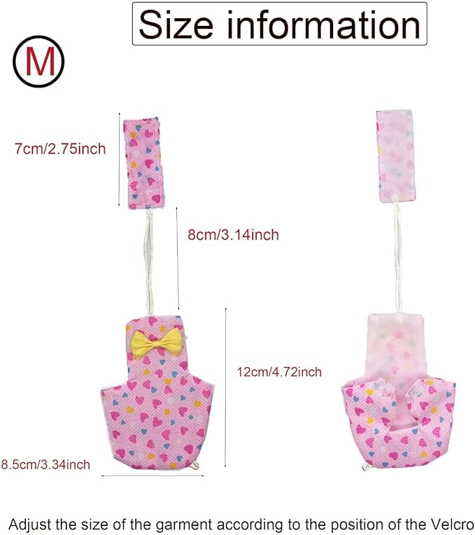 3 PCS Cute Birds Suit Parrots Holiday Reusable Heart Pattern Decoration Pet Bird Clothes 2 Sizes for Parrot Pet Chicks