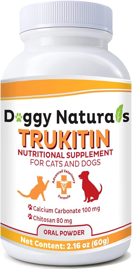 Trukitin Chitosin Based Phosphate Binder for Cats & Dogs – All Natural Human Grade Ingredients for Renal Support Supplement with Calcium Carbonate Oral Powder (Made in U.S.A)