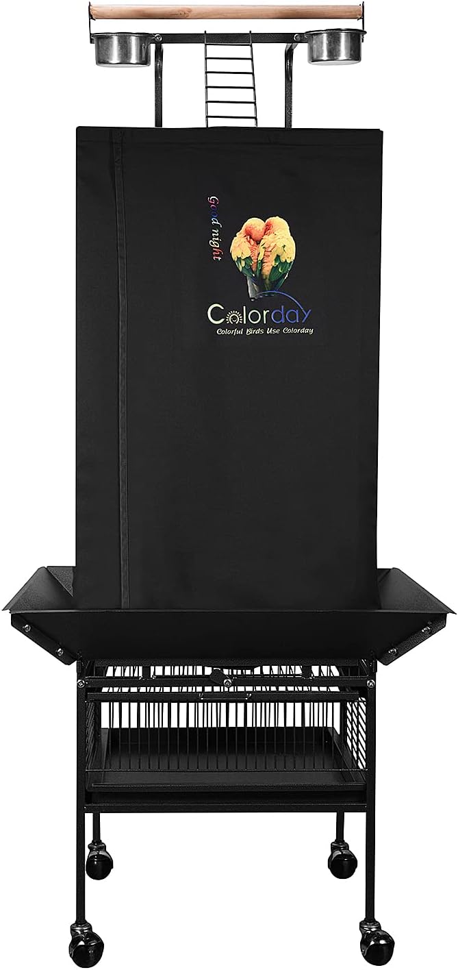 Good Night Bird Cage Cover for Large Bird Cage with Play Top (Patent Pending), Black 61"