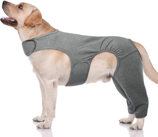 ROZKITCH Dog Surgery Recovery Sleeve Rear Right Left Leg, Pet Prevent Licking Wound Elbow Brace Protector, Dog Recovery Suit Cone Collar Alternative for Sprain ACL CCL Arthritis Joint Care Grey M