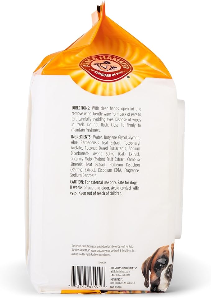 Arm & Hammer for Pets Heavy Duty Multipurpose Bath Wipes for Dogs | All Purpose Dog Wipes Remove Smell & Refresh Skin for Pets| Fruity Mango, Hundred Count - 3 Pack of Pet Wipes