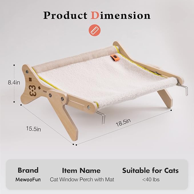 Cat Window Perch Cat Window Hammock Seat for Indoor Cats Sturdy Adjustable Steady Cat Bed Providing All-Around Sunbath Space Saving Washable Holds Up to 40 lbs (2 in 1 Cream-colored)