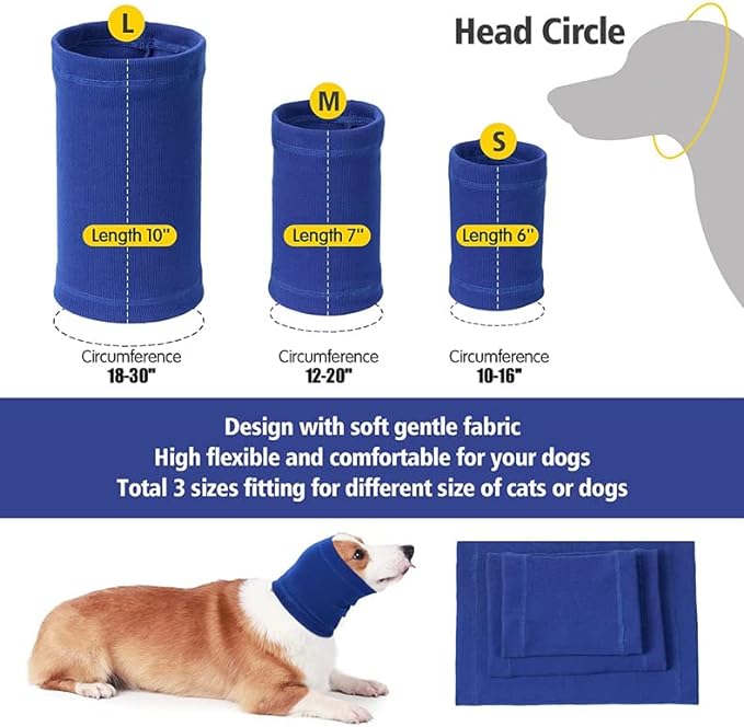 Ear Protectors for Dogs Noise Cancelling Headphones No Flap Dog Ear Protectors for Dogs Wrap Quiet Ears Blue L