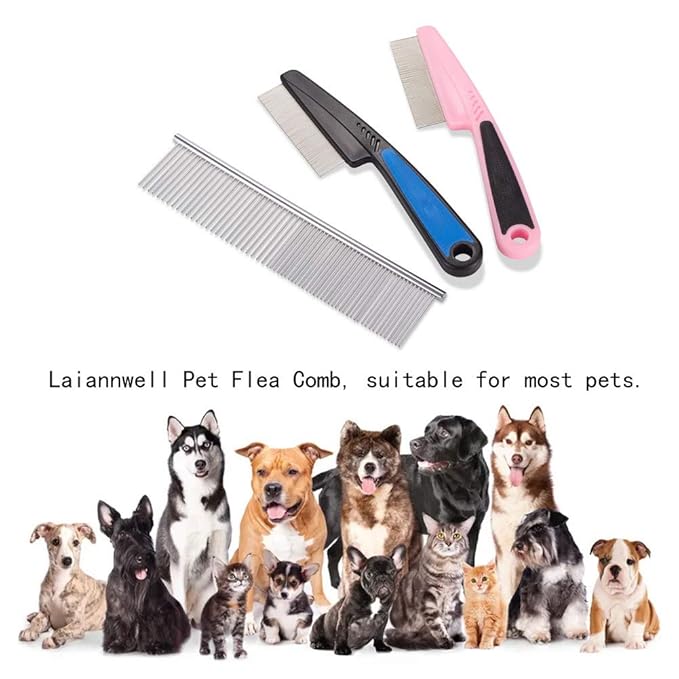 Cat Comb,Pet Comb Laiannwell Professional Grooming Comb for Dog/Cat/Small Pets(3 Packs)