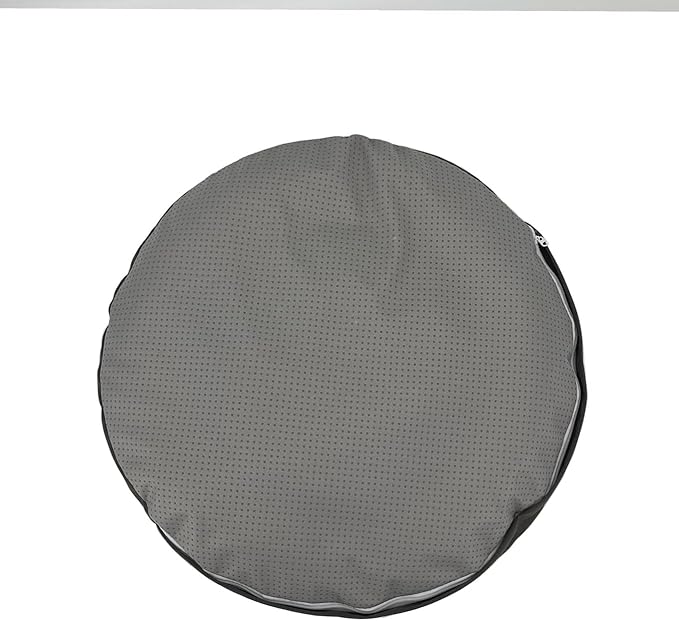 Waterproof Round Dog Bed Cover with Zipper Washable Grey Velvet Dog Bed Replacement Cover Only 36 Inch