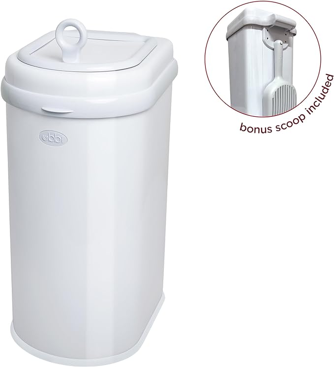 Ubbi Pet Waste Pail, Cat Litter Disposal System, Odor Locking, White