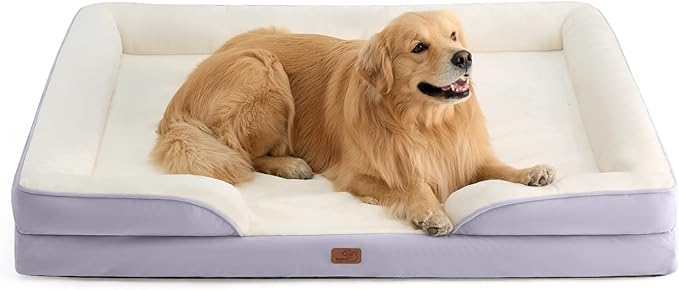 Bedsure XXL Orthopedic Dog Bed - Washable Great Dane Dog Sofa Beds for Giant Dogs, Supportive Foam Pet Couch Bed with Removable Washable Cover, Waterproof Lining and Nonskid Bottom, Lavender