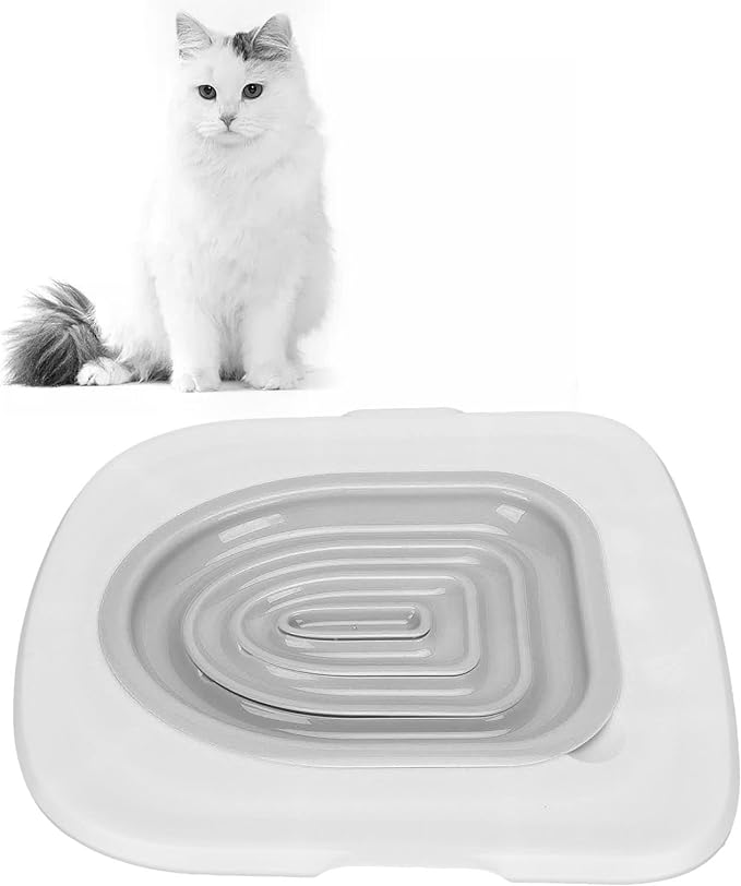 Cat Toilet Seat Training Kit, Universal Reusable Cat Toilet Trainer, Puppy Cat Litter Mat Kitty Urinal Seat Toilet Trainer, Cat Litter Tray Kit Kitty Potty Train(White Tray, 1 Gray Inner Support)