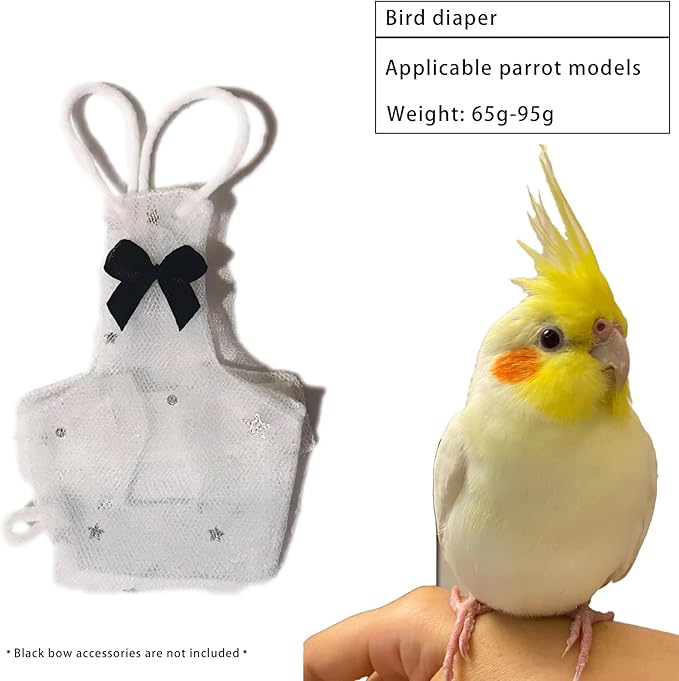 Bird Diaper,Bird Diaper Harness for Budgie Parakeet/Cockatoos,Washable Bird Flight Suit, Breathable Pet Diaper Pads