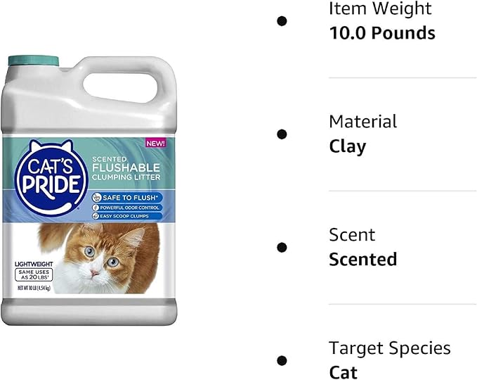 Cat's Pride Lightweight Clumping Litter: Flushable - Powerful Odor Control - Scented, 10 Pounds