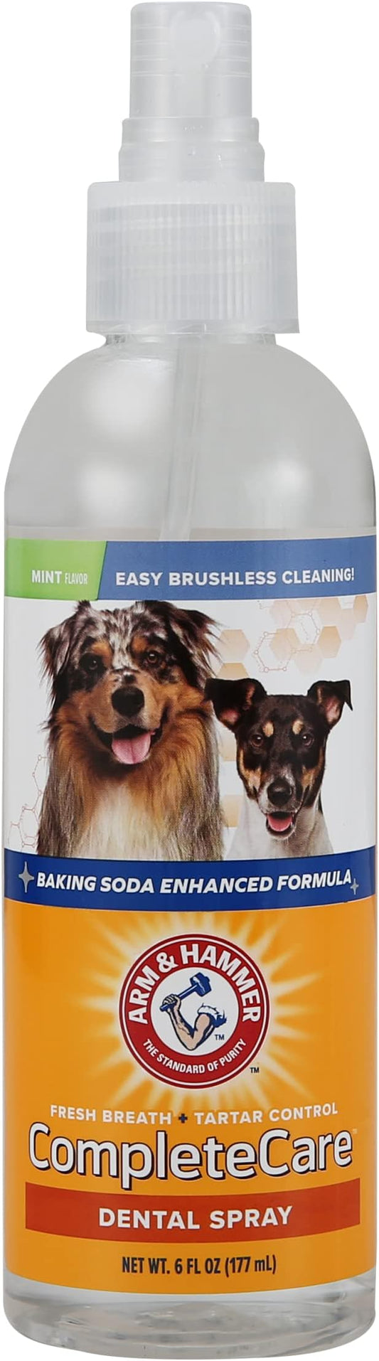 Arm & Hammer Complete Care Dog Dental Spray, 6 Fl Oz | Mint Flavor Dog Dental Spray for Easy Brushless Cleaning | Baking Soda Enhanced Formula for Fresh Breath and Tartar Control