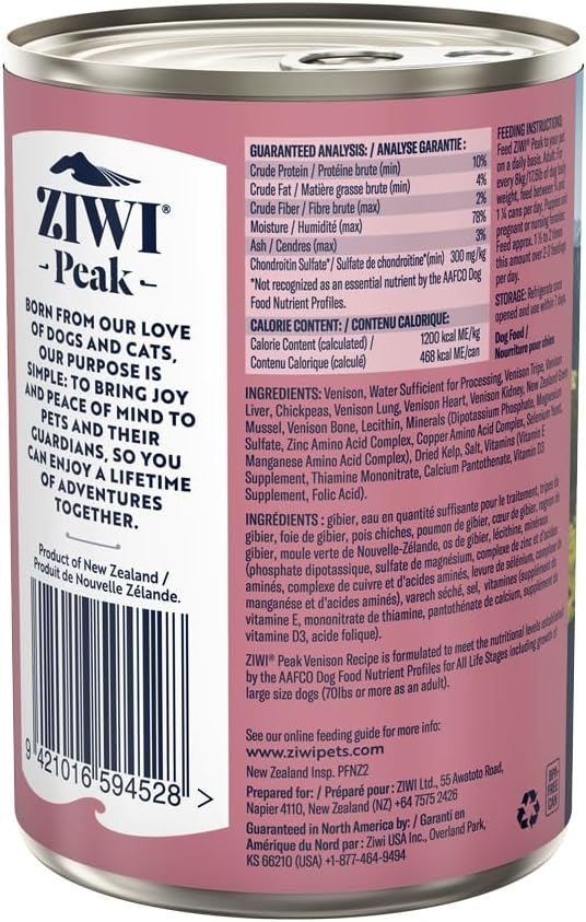 ZIWI Peak Canned Wet Dog Food – All Natural, High Protein, Grain Free, Limited Ingredient, with Superfoods 13.75 Ounce (Pack of 12)