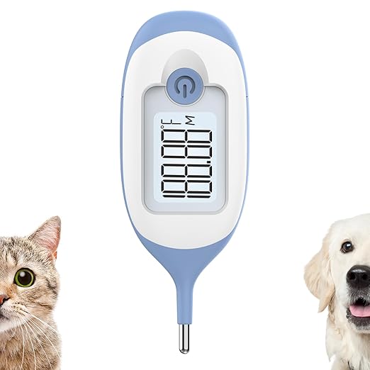 Pet Thermometer, Friendly Short Probe,Comfort Flexible,10-Sec Reading, Rectal Thermometer for Dogs Cats,30 Probe Covers Include