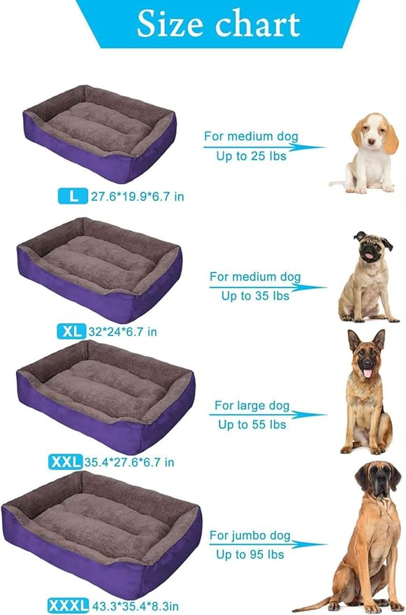 PUPPBUDD Dog Beds for Medium Dogs, Washable Dog Bed Comfortable and Breathable Pet Bed Rectangle Warming Dog Bed for Medium Dogs