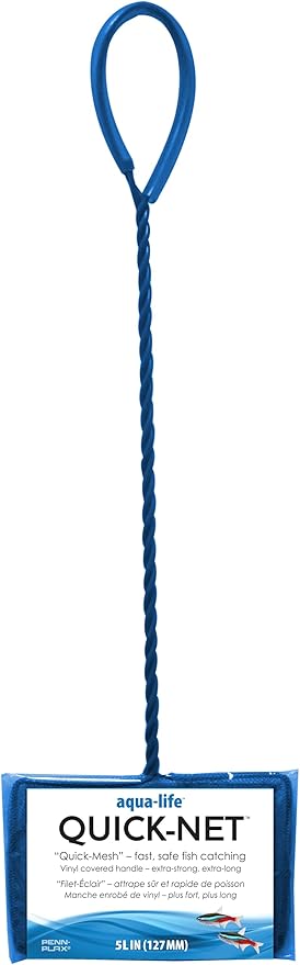 PENN-PLAX Quick-Net Aquarium Fish Nets – Durable, Strong, and Safe – Color May Vary (Blue or Green)